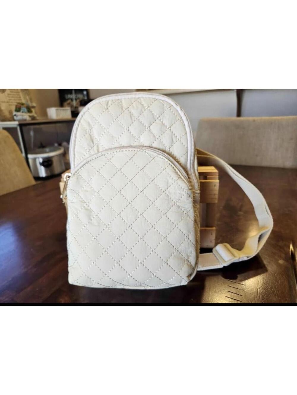 Universal Thread Cream Quilted Mini Backpack Crossbody Bag